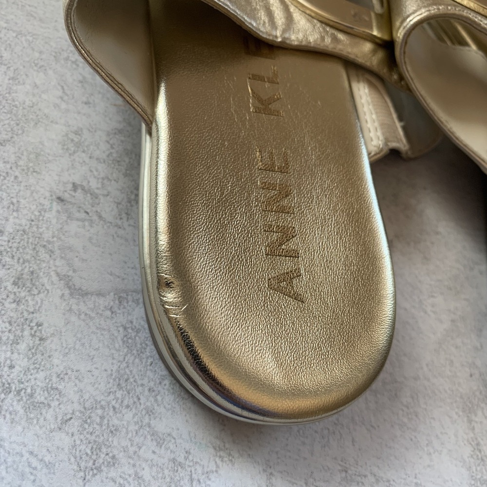 Anne Klein Women Sandals 8M Wedge Gold Metallic Slip On Comfort Shoes - Picture 11 of 16
